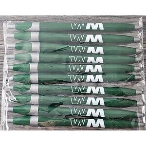 Waste Management WM Black Ink Pen Pens Lot Of 10 New Green Color